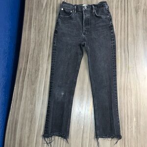 AGOLDE RILEY STRAIGHT LEG CROPPED HIGH RISE ORGANIC COTTON BLACK JEANS 26